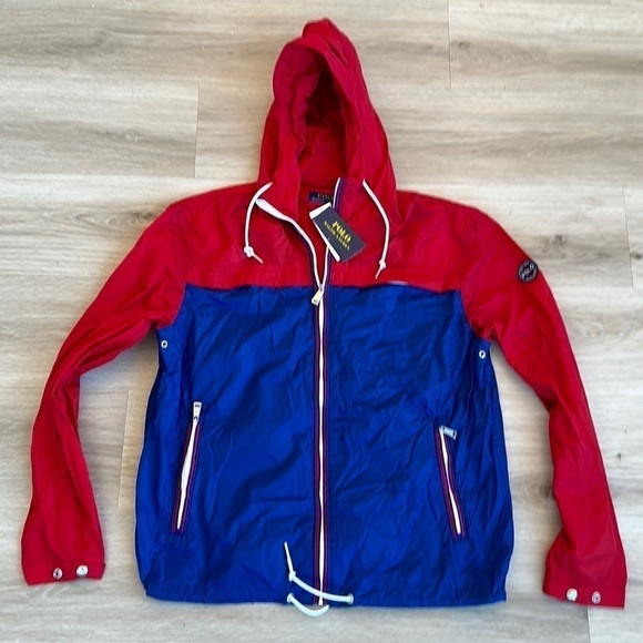 Polo Ralph Lauren Other - Polo Ralph Lauren Mens medium Colorblock Hooded Windbreaker Jacket NEW!